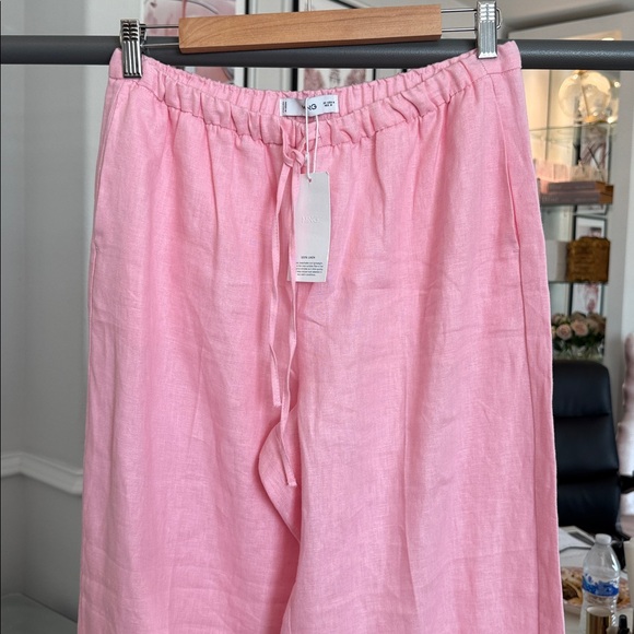 NWT Mango Soft Pink Linen Trousers SIZE M - Picture 3 of 11